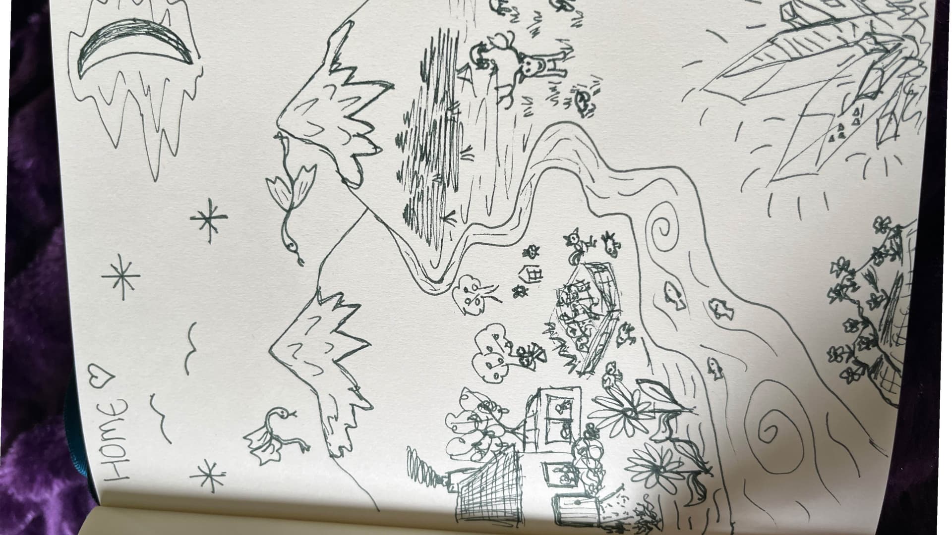 My image of my ideal world with animals and nature and love and home