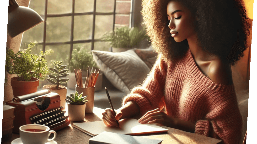 female sitting writing peacefully