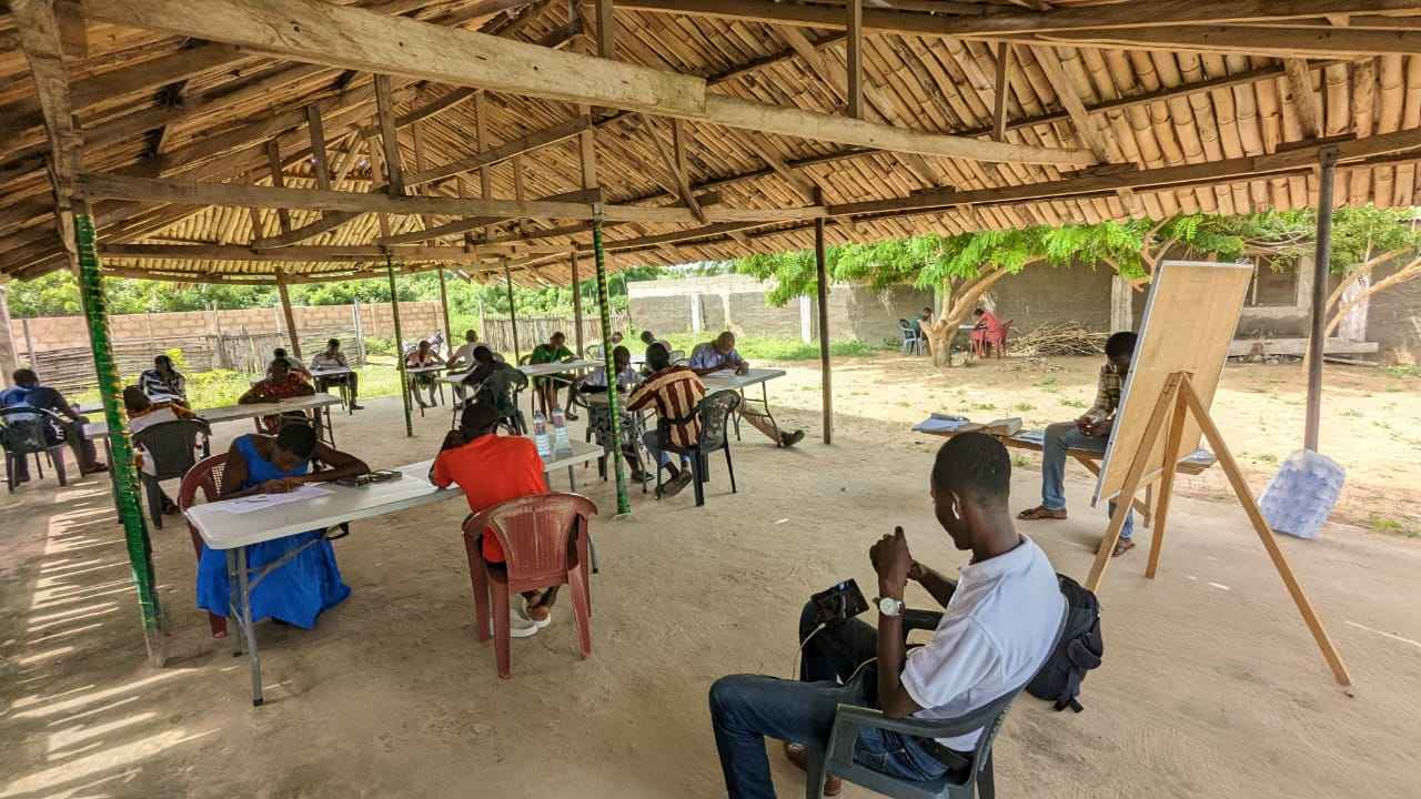 Students taking the assessment test at Dreams Arise Ghana's Learning Lounge