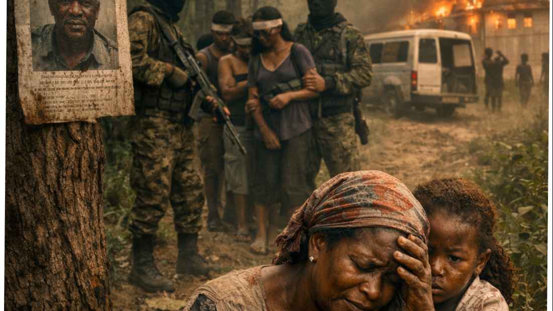 Woman crying for her kidnapped husband