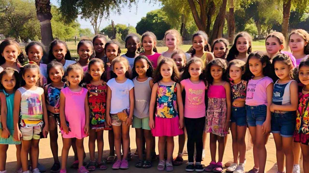 A picture of girl-children from every race and tribe.