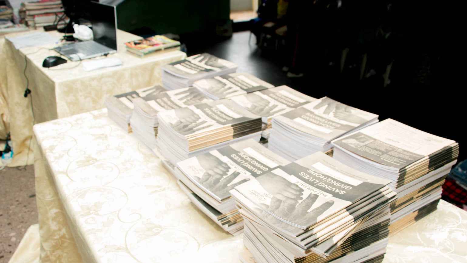 Menitos branded notebooks at a BTS event