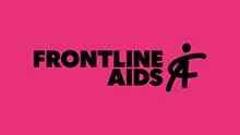 Frontline Aids: Black words with a bright Pink fond.